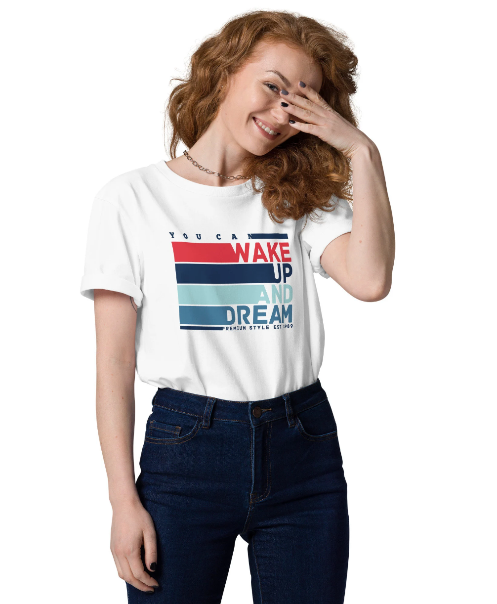 Damen Relexed T-Shirt Wake up