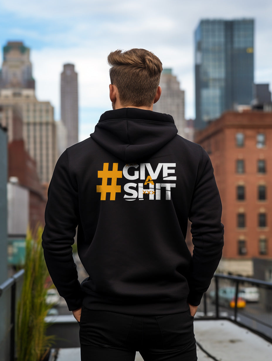 Herren Hoodie mit Spruch Back Print #GIVEASHIT