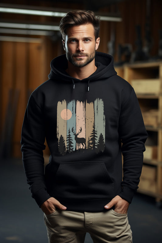 Herren Hoodie Hirsch im Wald