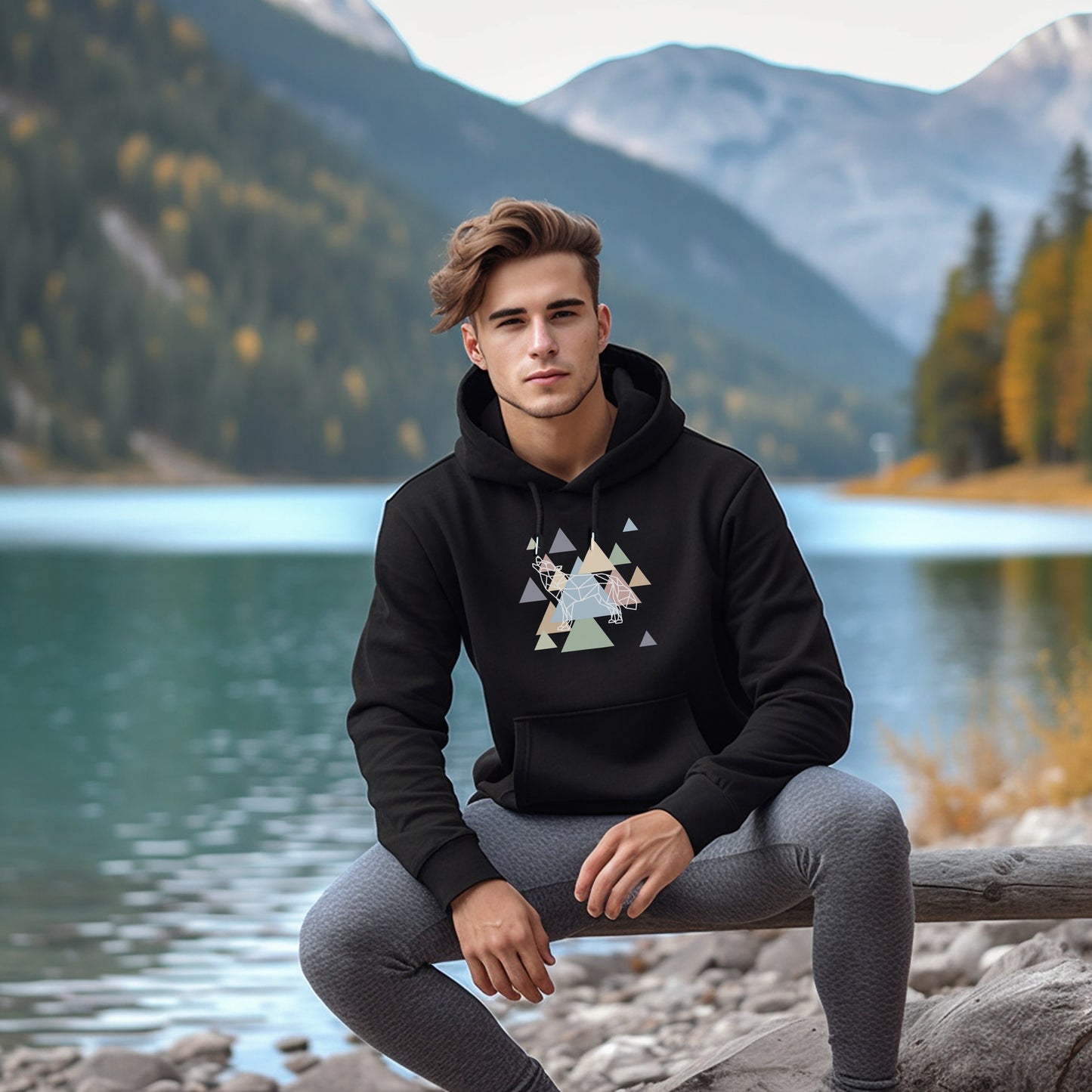 Herren Hoodie howling Wolf