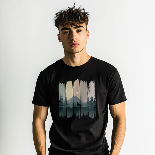 Herren T-Shirt Wolf im Wald