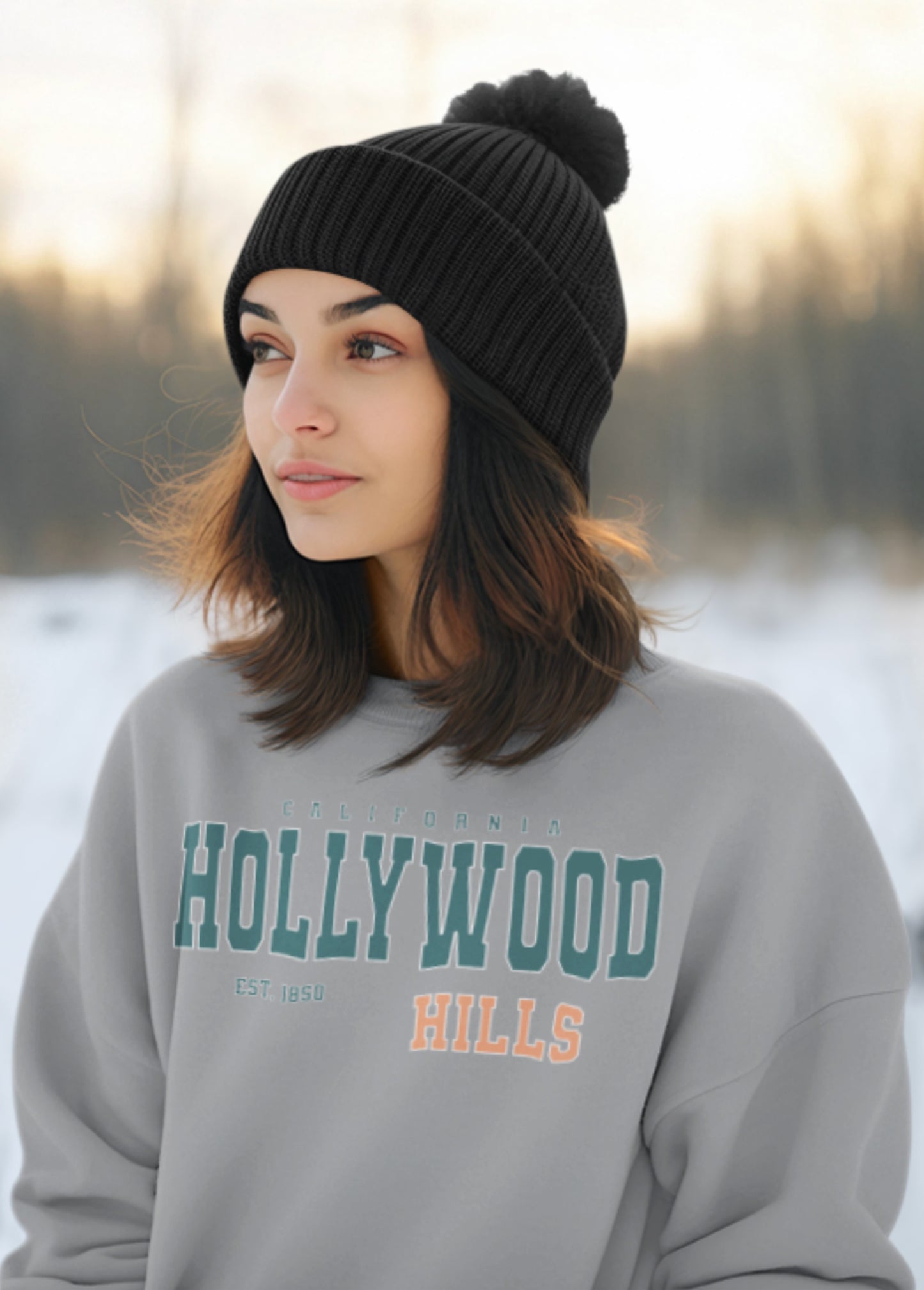 Damen Oversized Sweatshirt California Hollywood Hills