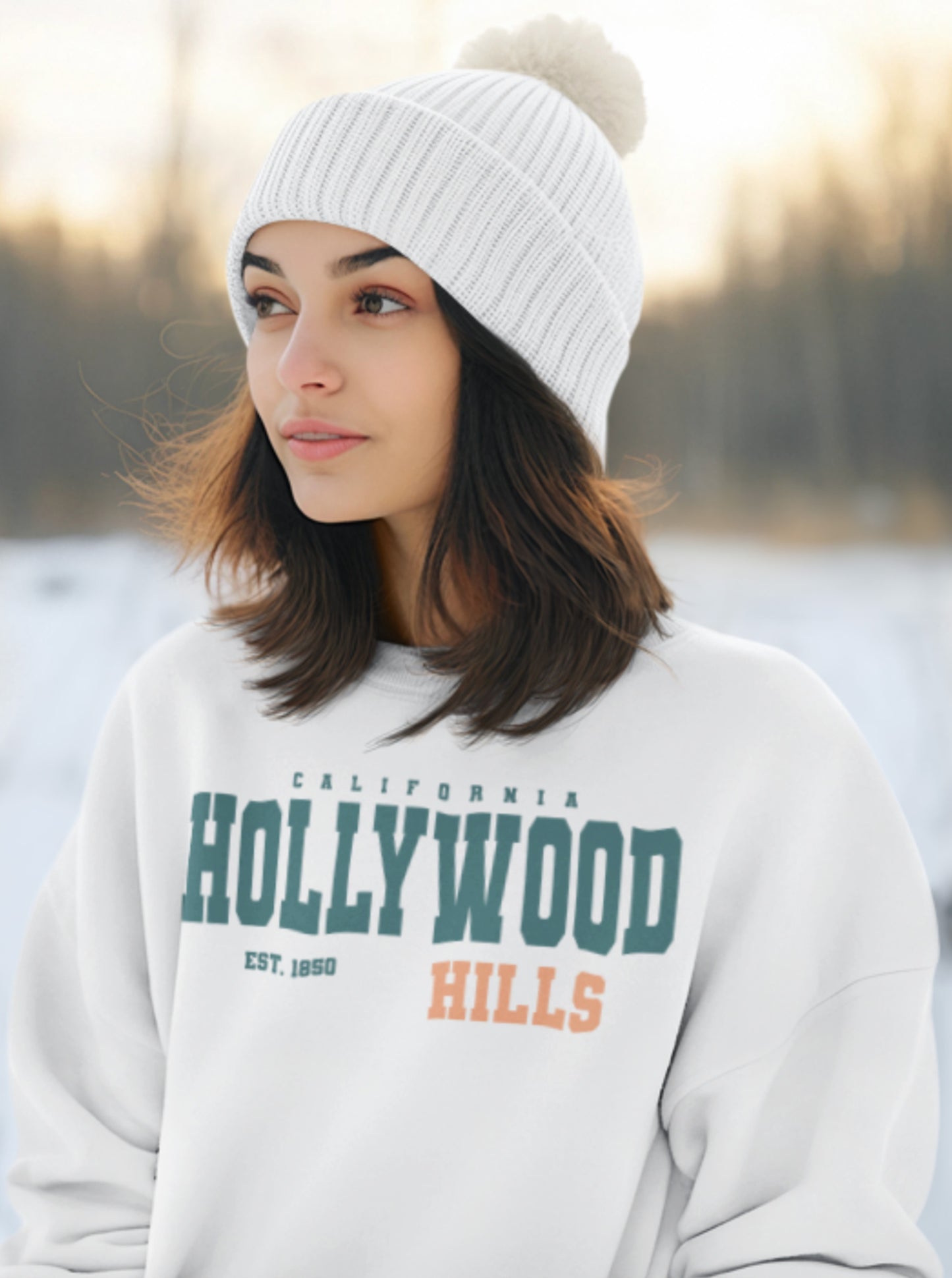 Damen Oversized Sweatshirt California Hollywood Hills