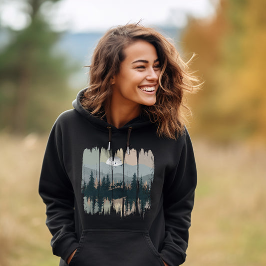 Damen Hoodie mit Print "Hirsch im Wald"