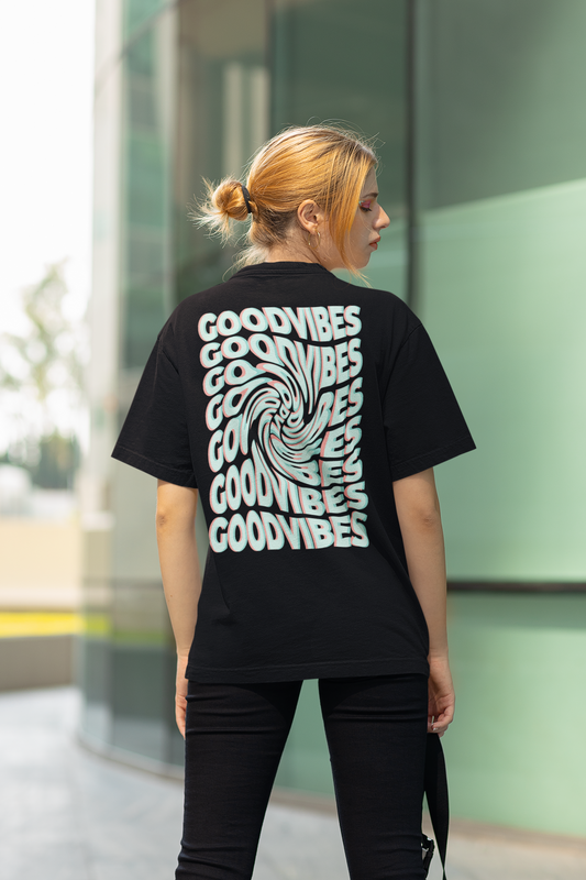 Damen Oversized T-Shirt  Back Print "Good Vibes"