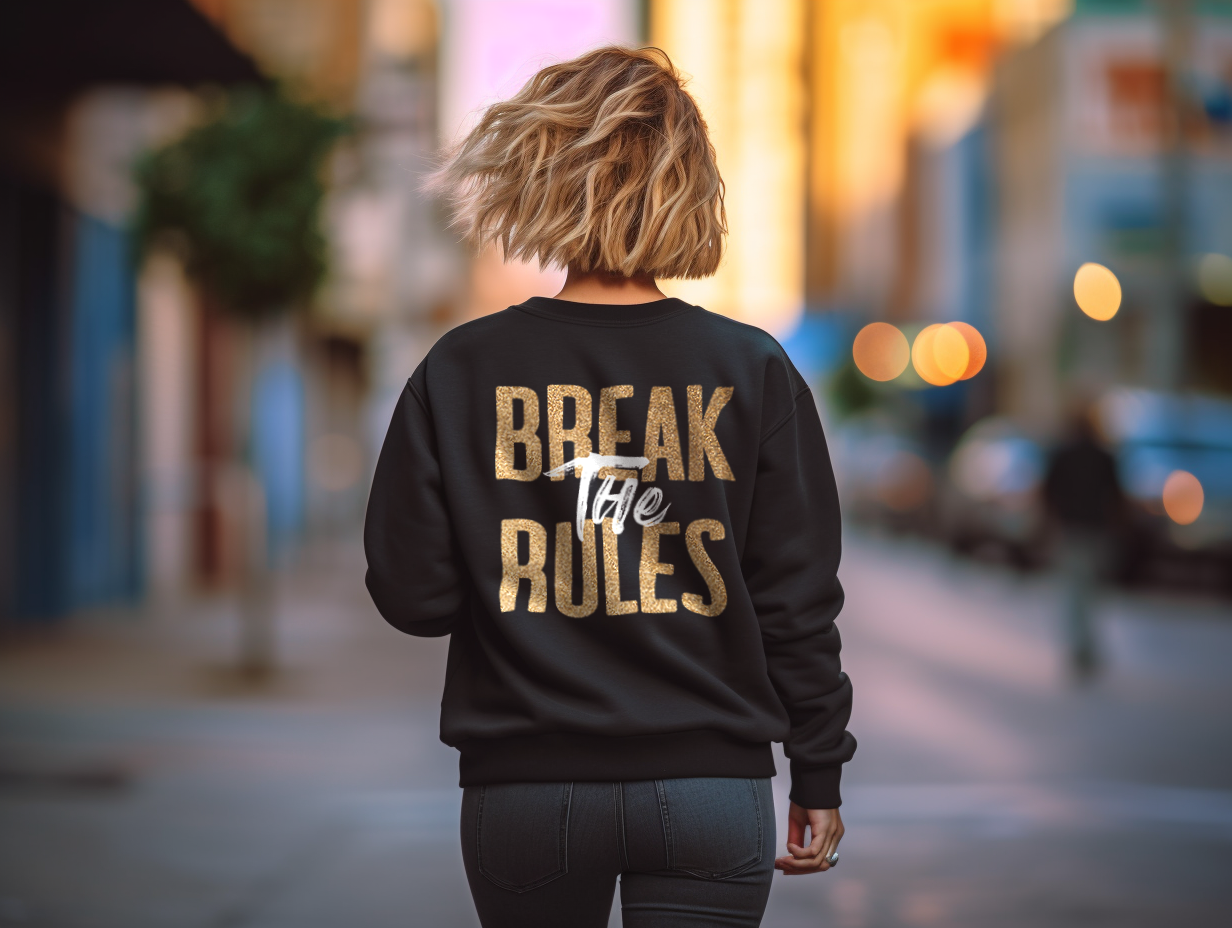 Damen Oversized Sweatshirt Back Print "Break the rules"