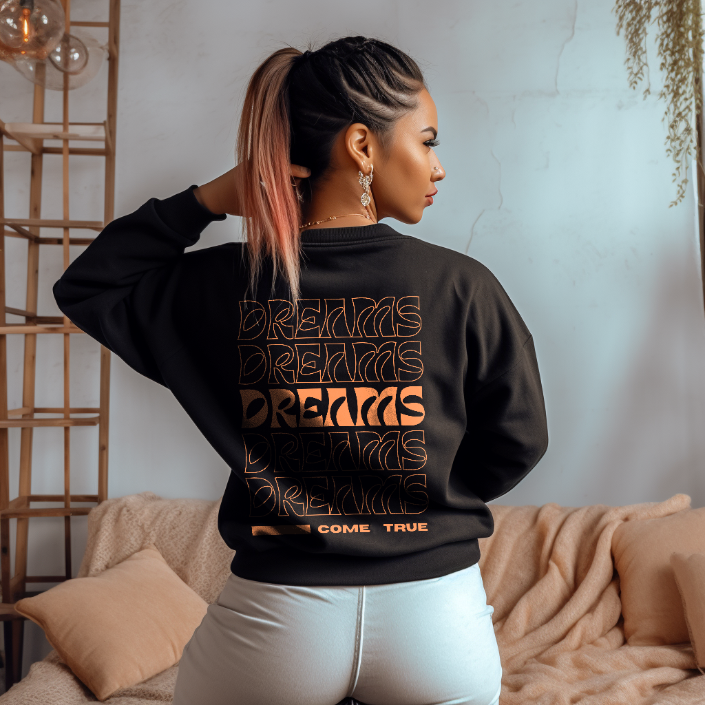 Damen Oversized Sweatshirt Back Print "Dreams come true"