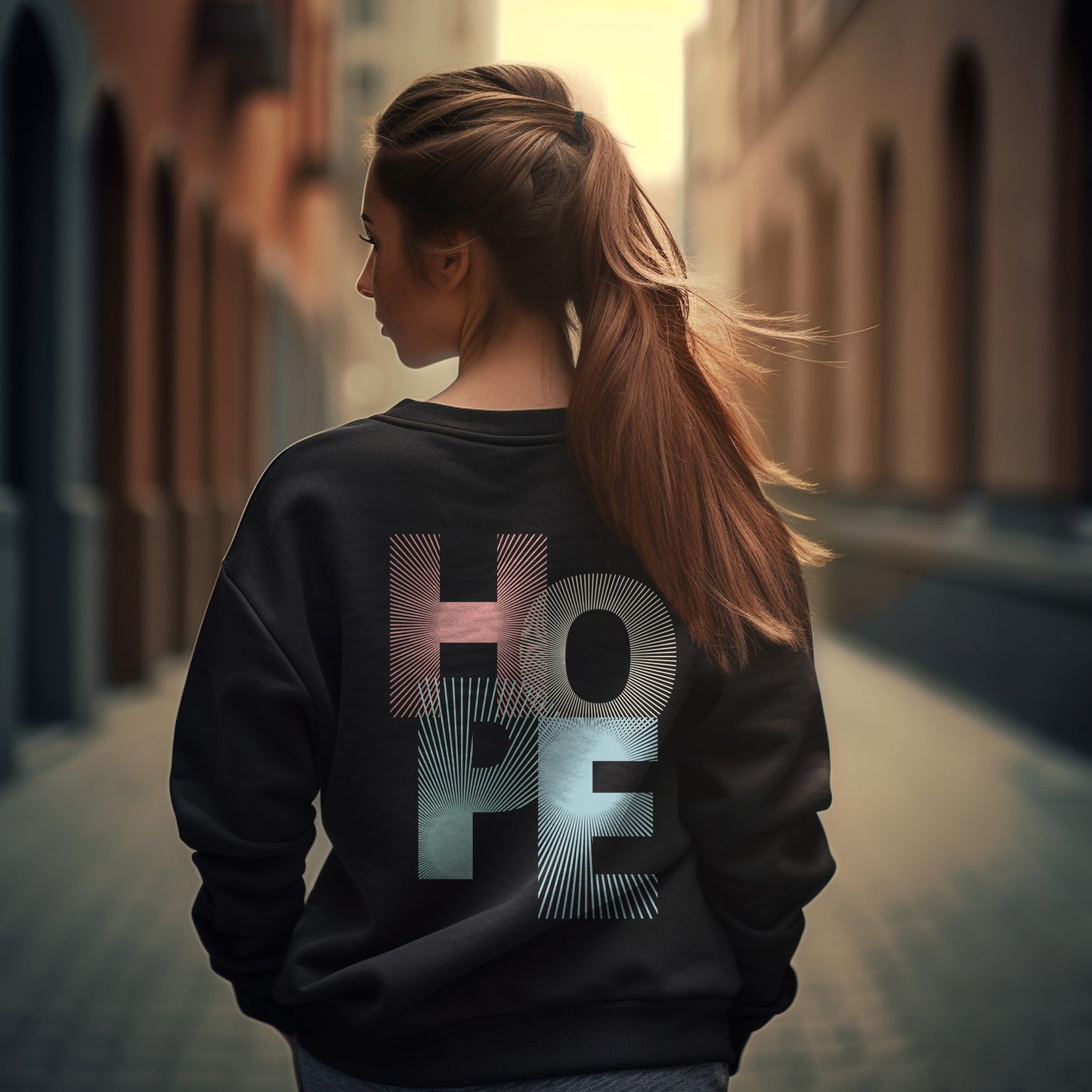 Damen Sweatshirt Back Print "Hope"