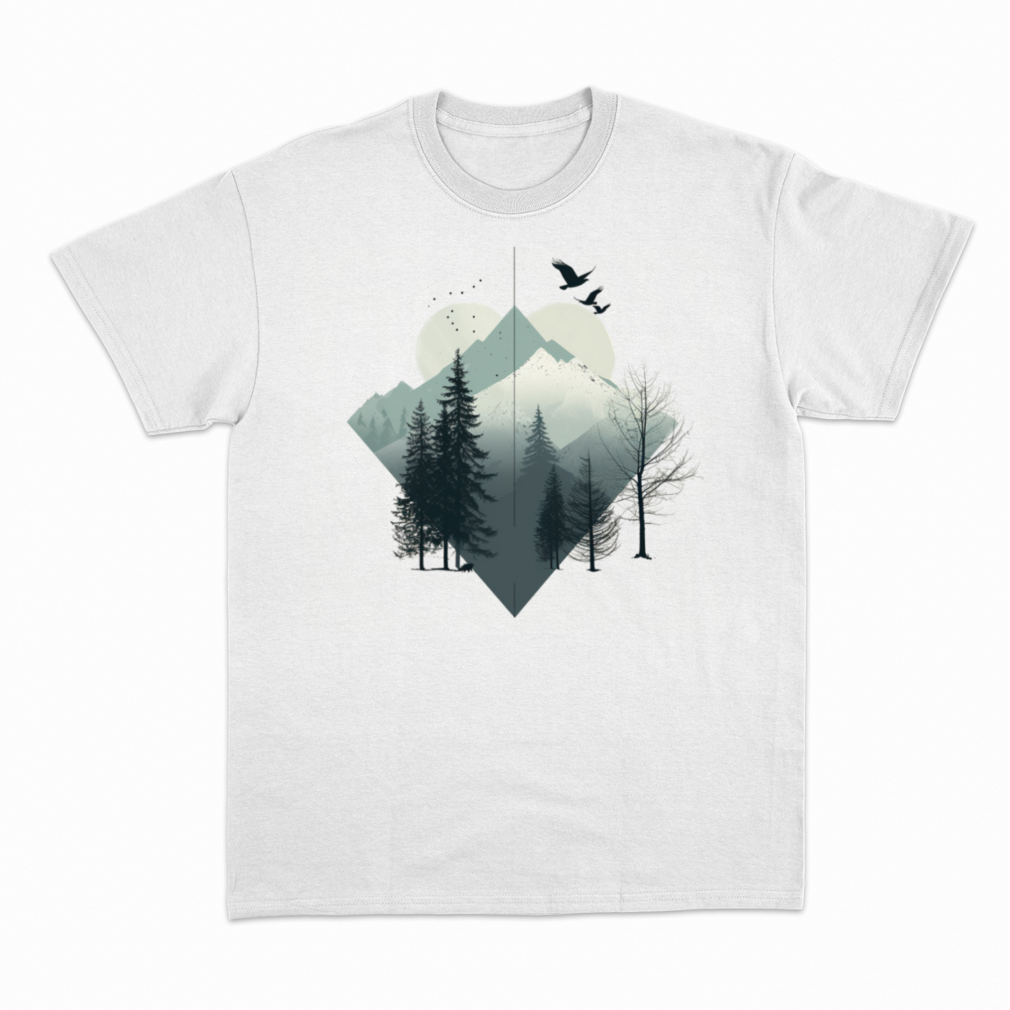 Herren T-Shirt Wald Berge Minimalistic