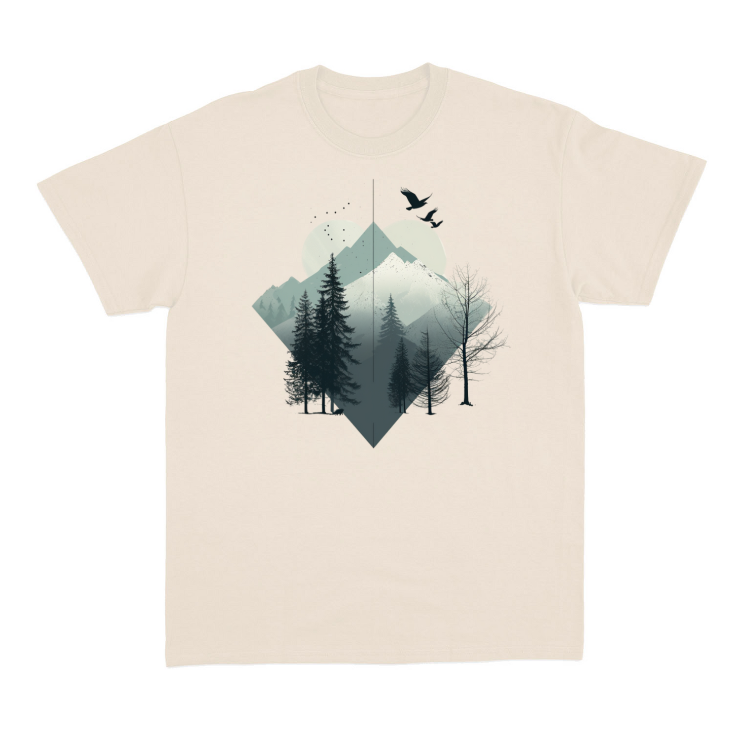 Herren T-Shirt Wald Berge Minimalistic