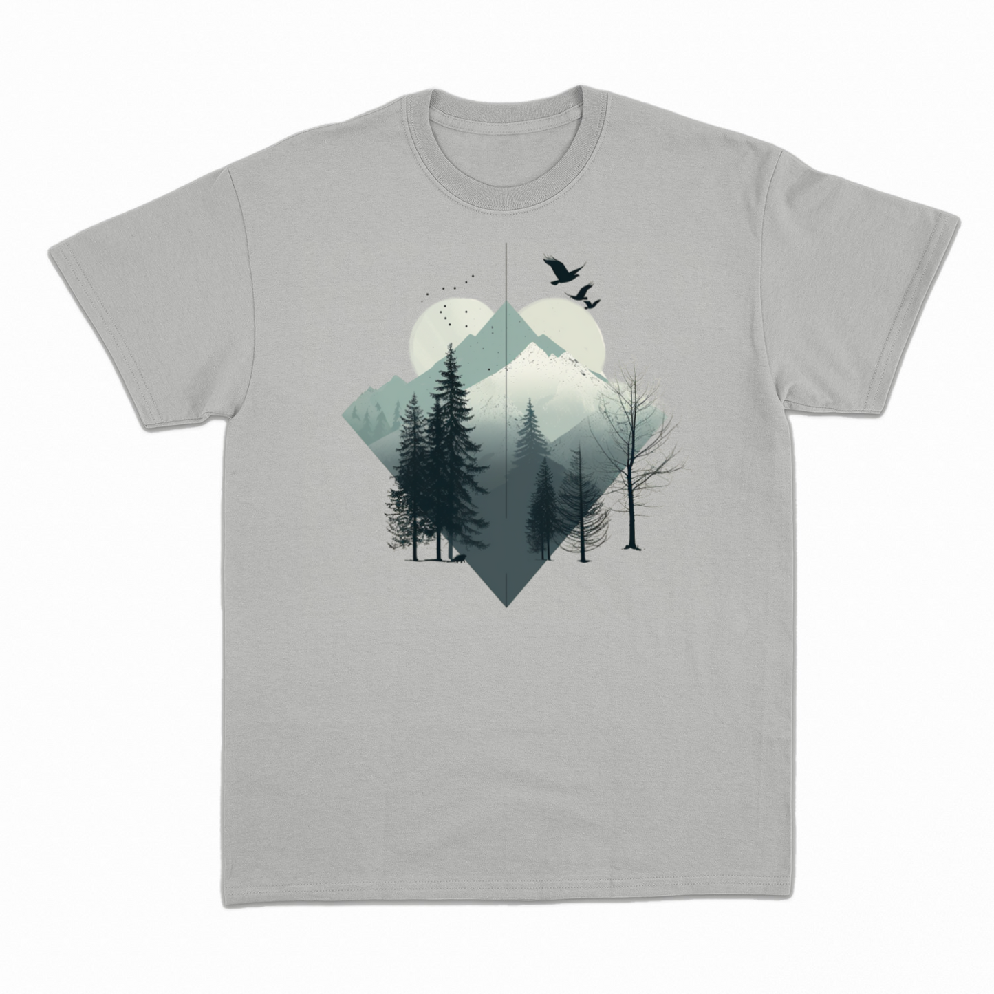 Herren T-Shirt Wald Berge Minimalistic