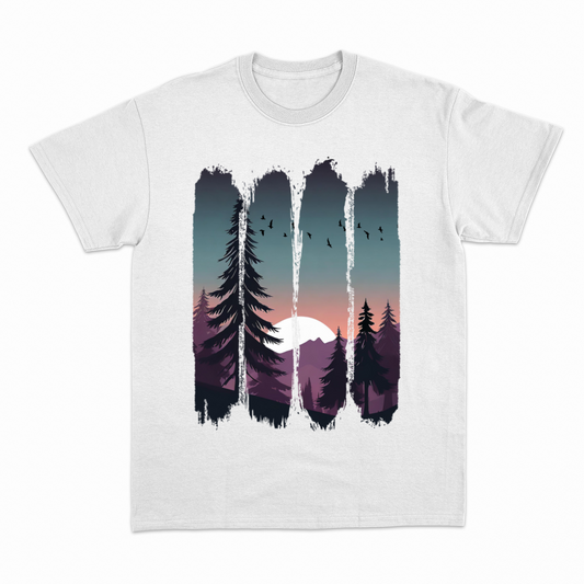 Herren T-Shirt Sonnenuntergang Wald