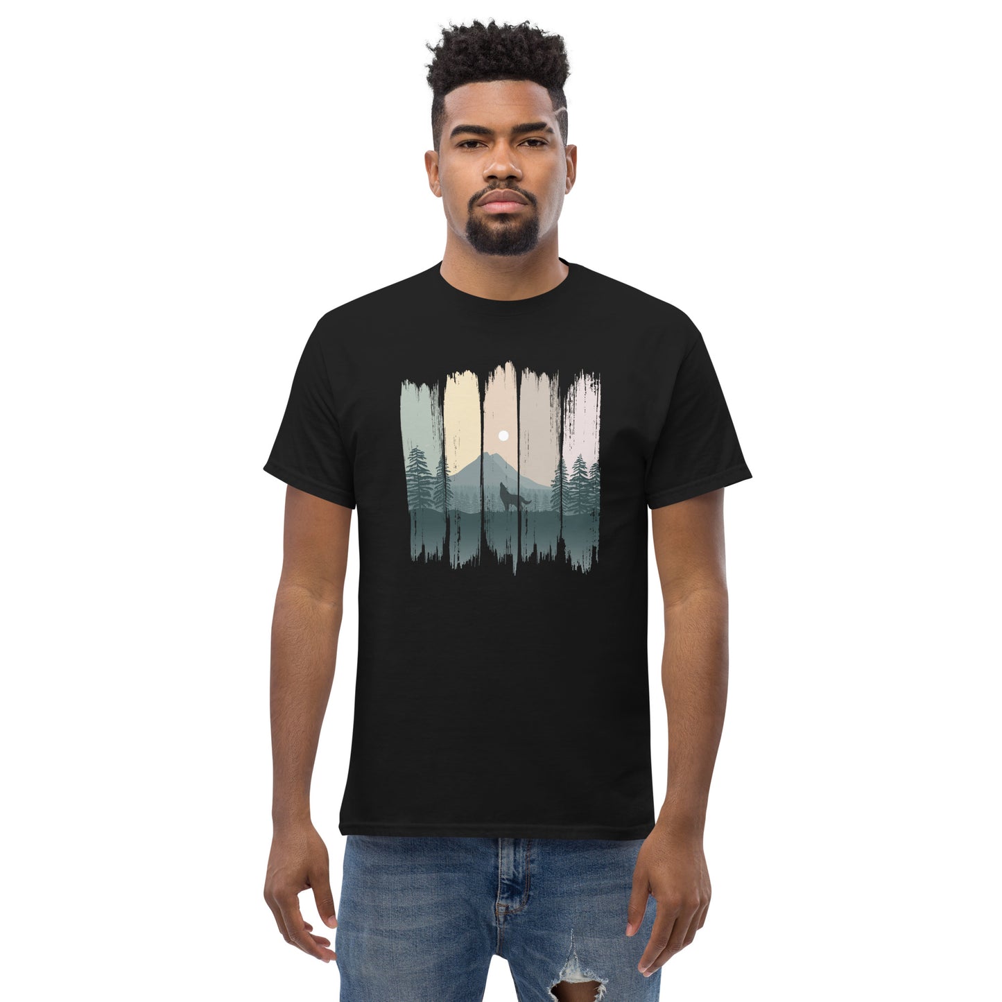 Herren T-Shirt Wolf im Wald