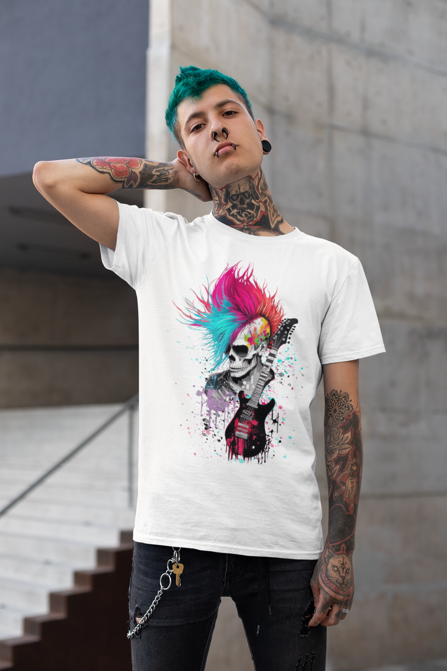 Herren Premium T-Shirt Creator "Scull Punk Rock"