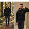 Herren Hoodie Fuchs im Wald