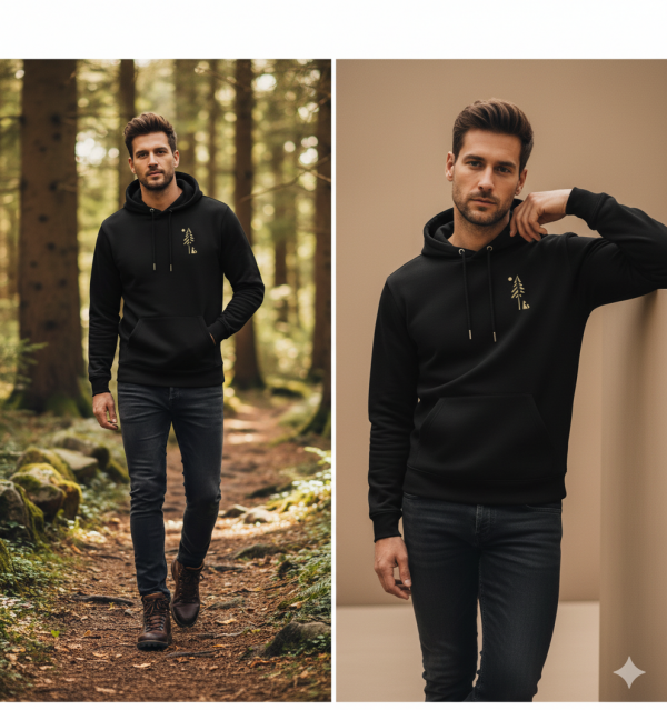 Herren Hoodie Fuchs im Wald