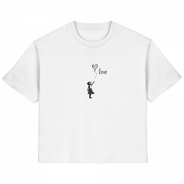 Damen T-Shirt Mädchen mit Herzballon