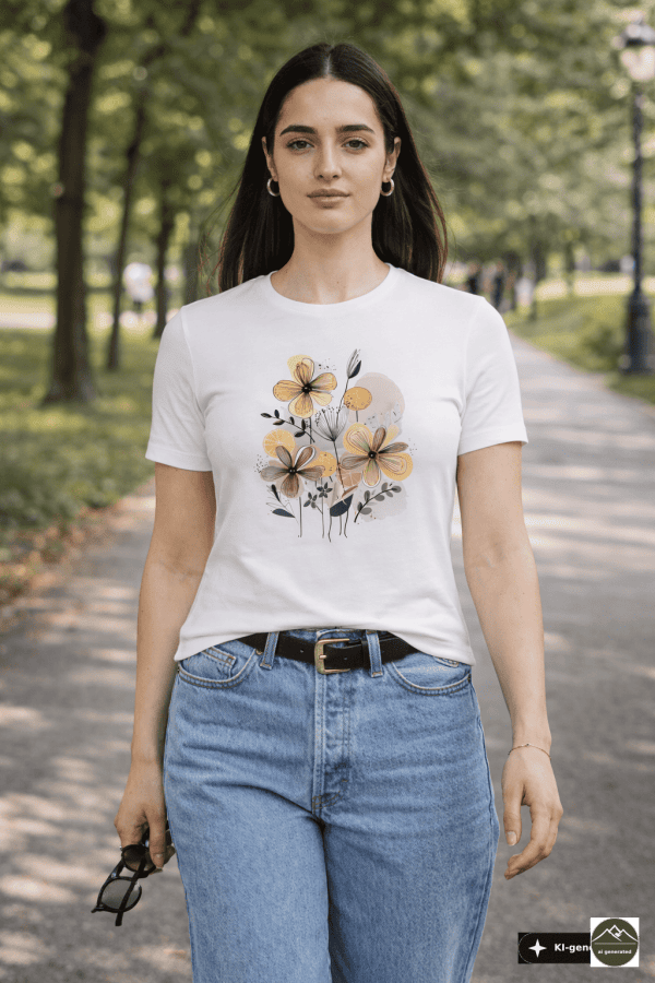 Damen T-Shirt Blumen fitted "Wildflowers"