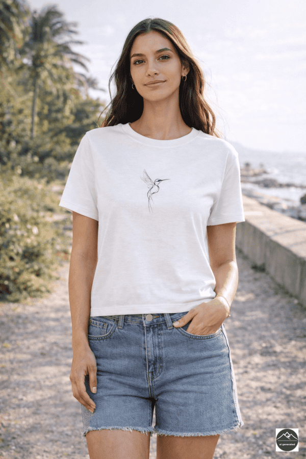 Damen T-Shirt Vogel relaxed „Hummingbird“
