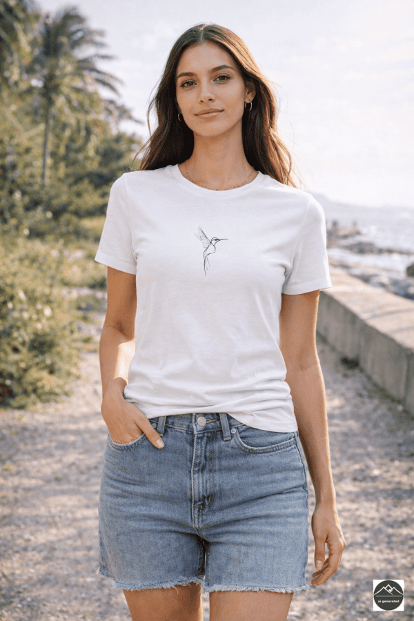 Damen TShirt fitted Vogel „Hummingbird“