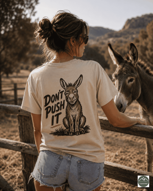 Damen T-Shirt Esel „Don't Push It“