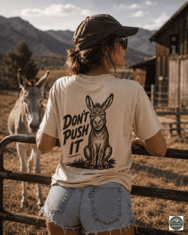Damen Tshirt Esel „Don't Push It“