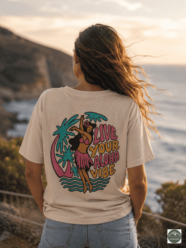 Damen T-Shirt Aloha „Live Your Aloha Vibe“
