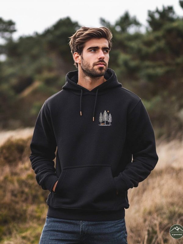Herren Hoodie Fuchs Baum Mond „Midnight Fox"