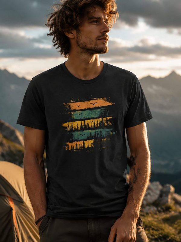 Herren-T-Shirt-Wals-Stripes "Wald Silhouette"