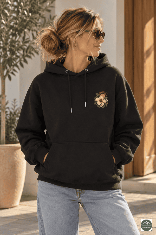 Lässiges Porträt im floralen Hoodie „Still Blooming“